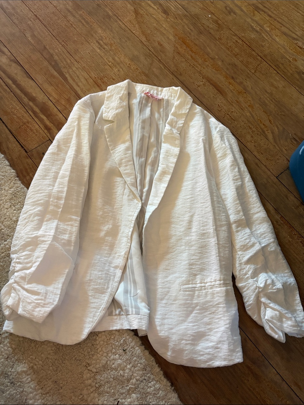 Candie's Cream Textured Linen-Blend Blazer